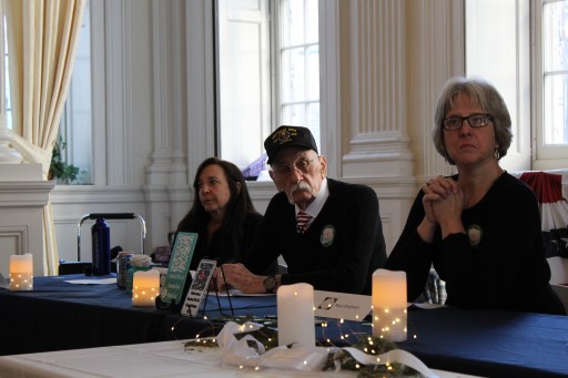 Members of the Connecticut Witch Trial Exoneration Project joined the panel discussion at Remembering the Innocent Victims of the Connecticut Witch Trials (pictured, from left to right, are Beth Caruso, Tony Griego, and Mary Louise Bingham)